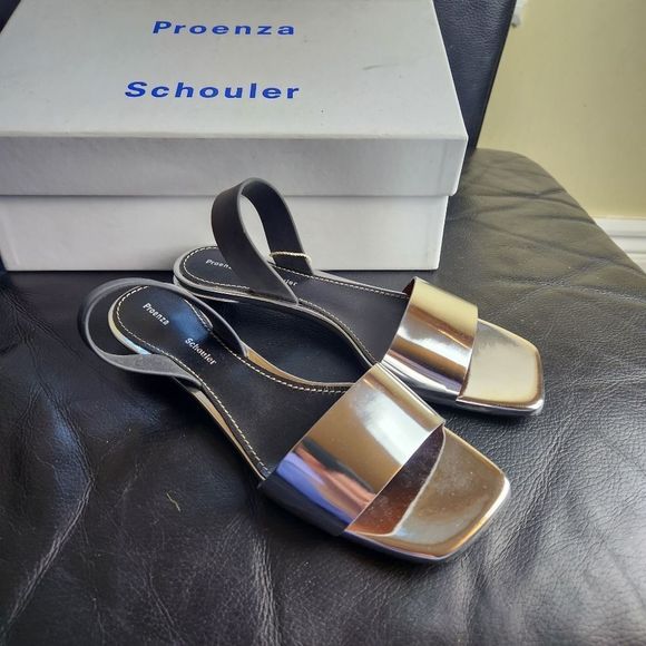 Proenza Schouler Shoes - PROENZA SCHOULER silver kitten heels sandals 8(38) BNWB